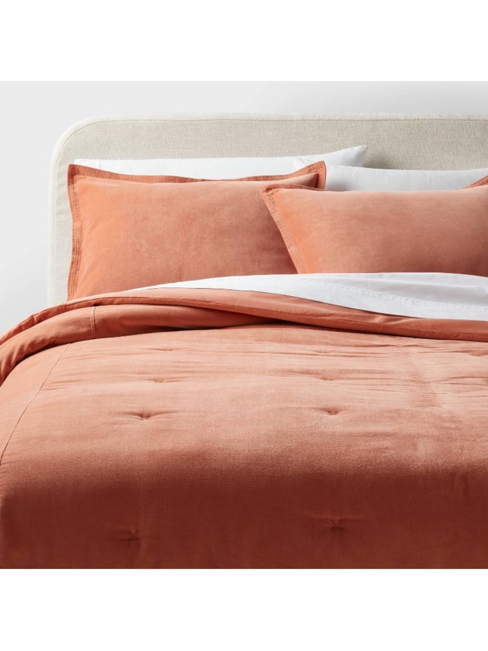 Threshold King Velvet Comforter and Sham 3 piece Set •Light Terracotta•